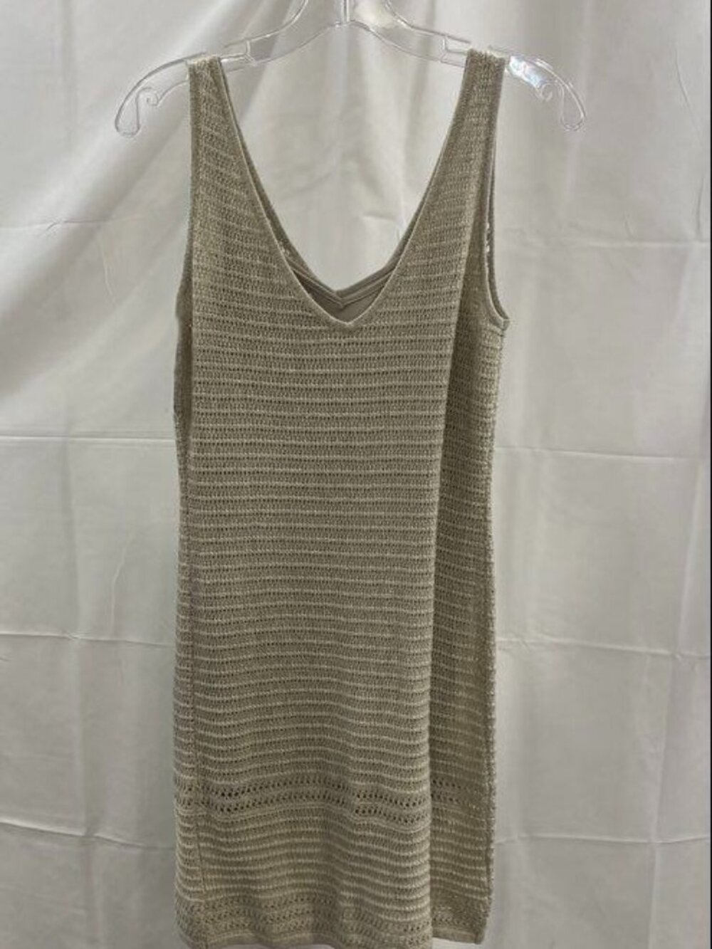 Tommy Bahama Light Gray Open Knit Layered V Neck Sleeveless Mini Dress XS